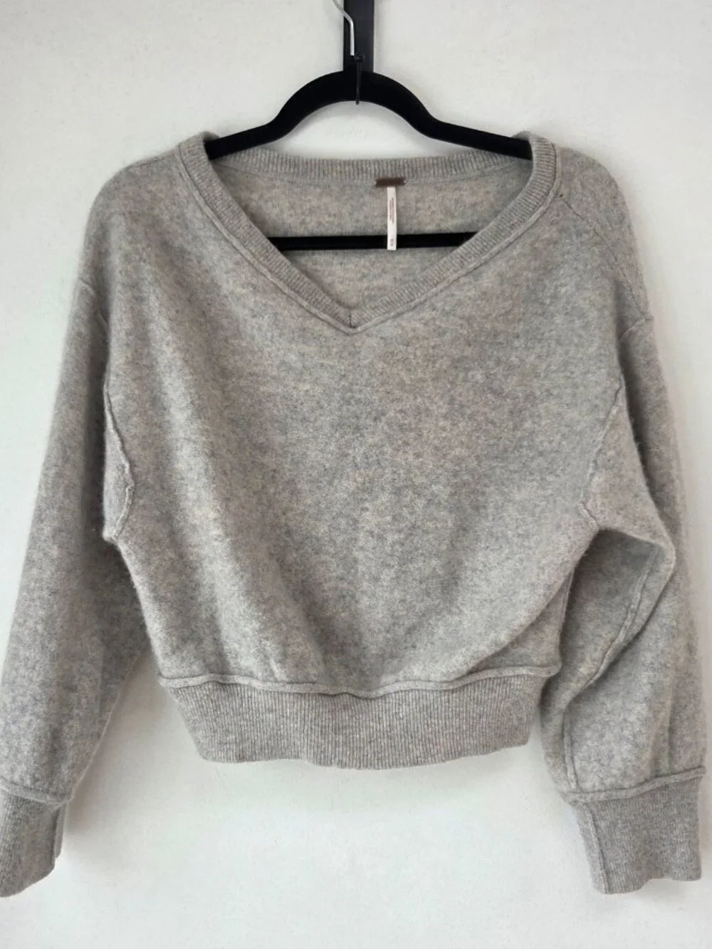Free People 100% Cashmere Cropped Sweater Tan Biege Women's M